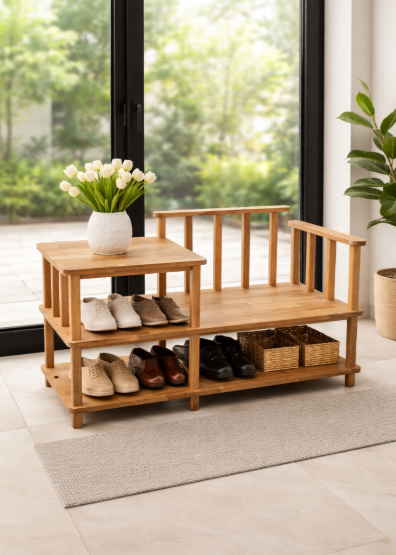 Pure Serisi Kayın Ağacı Ayakkabılık Benc Masif Panel 110 X 75