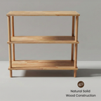 3 Raflı Kayın Ağacı Ahşap Kitaplık & Raf Ünitesi – Mutfak ve Banyo İçin Çok Amaçlı Dolap - Wise Serisi