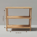 3 Raflı Kayın Ağacı Ahşap Kitaplık & Raf Ünitesi – Mutfak ve Banyo İçin Çok Amaçlı Dolap - Wise Serisi