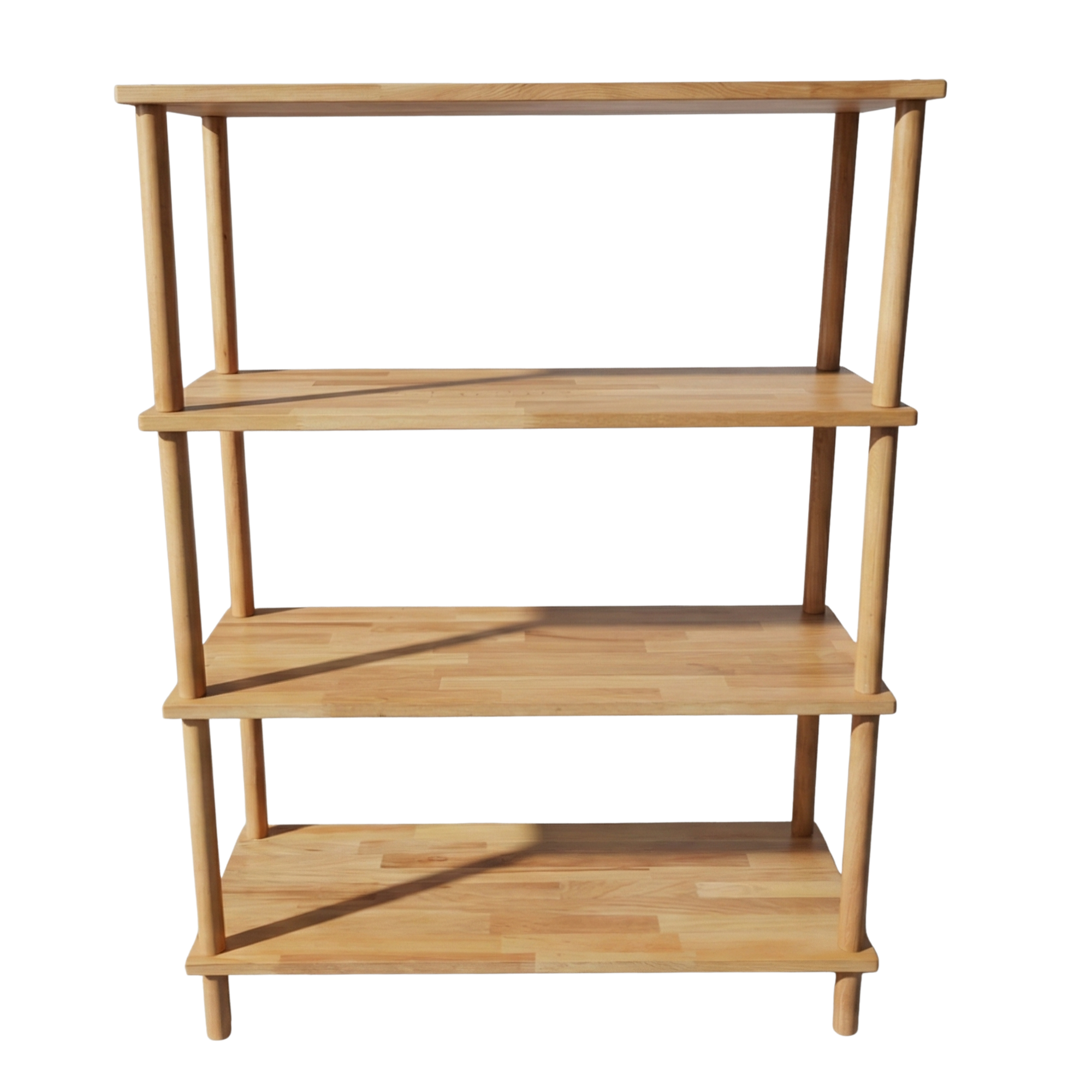 4 Raflı Kayın Ağacı Ahşap Kitaplık & Raf Ünitesi – Mutfak ve Banyo İçin Çok Amaçlı Dolap - Wise Serisi