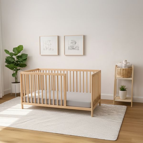 Montessori Yer Yatağı Ayous Ağacı – Sağdan Kapısız Ayaklı Ahşap Bebek & Çocuk Yatağı | Cancer Serisi