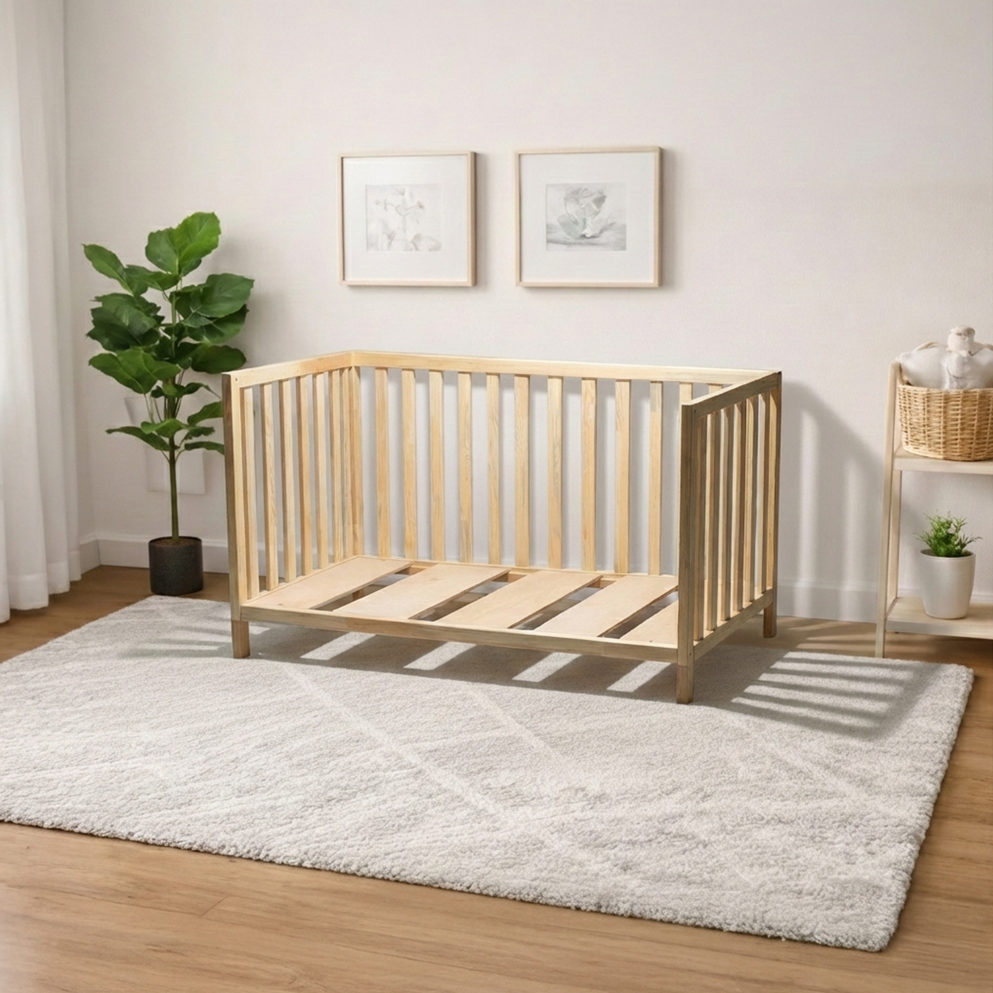 Montessori Karyola Yatak Çam Ağacı – Önü Açık Ayaklı Ahşap Bebek & Çocuk Yatağı | Theon Serisi