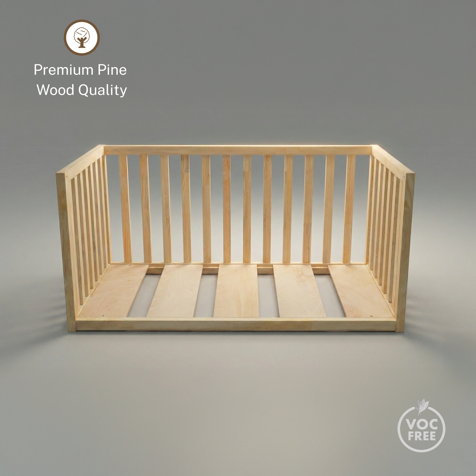 Montessori Doğal Ahşap Yatak Çam Ağacı – Bebek & Çocuk Karyolası | Kairos Serisi