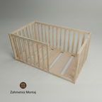 Doğal Çam Ağacı Montessori Karyola – Ahşap Bebek & Çocuk Yatağı | Nara Serisi