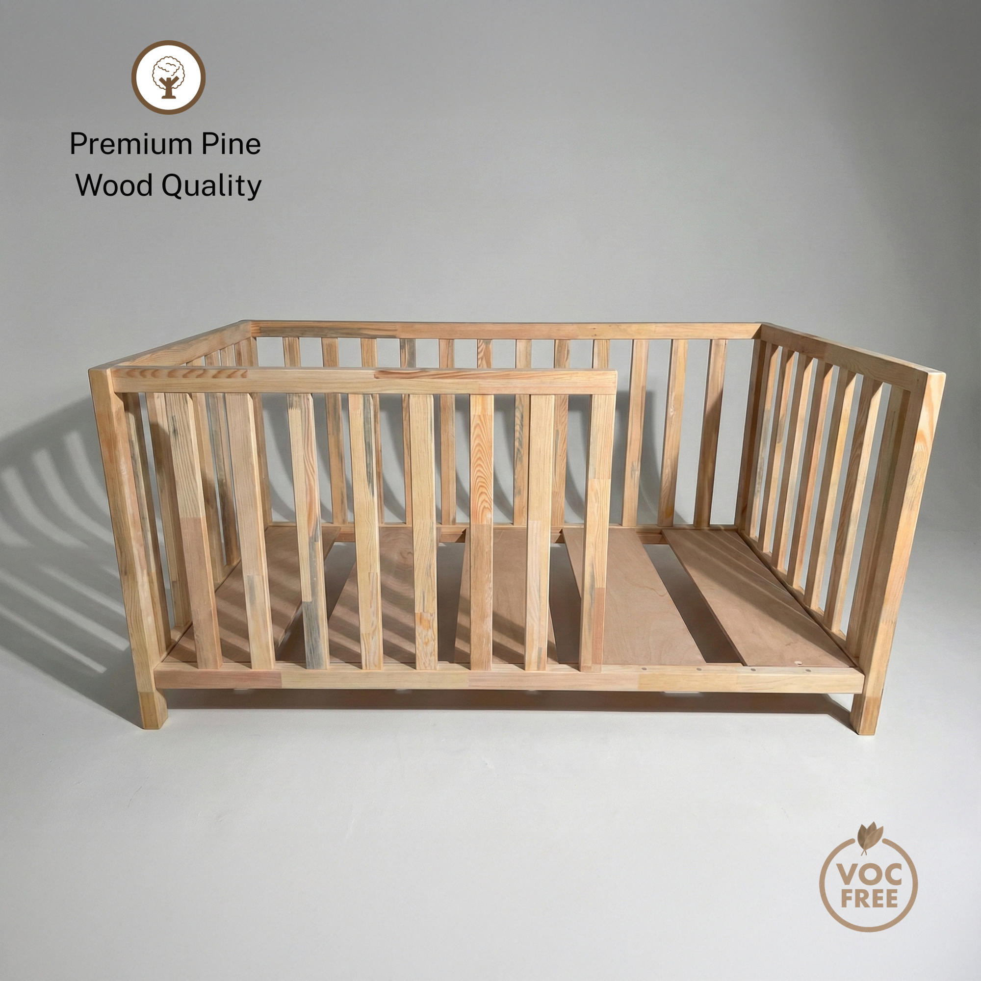 Montessori Ayaklı Karyola Çam Ağacı – Ahşap Bebek & Çocuk Yatağı | Elia Serisi