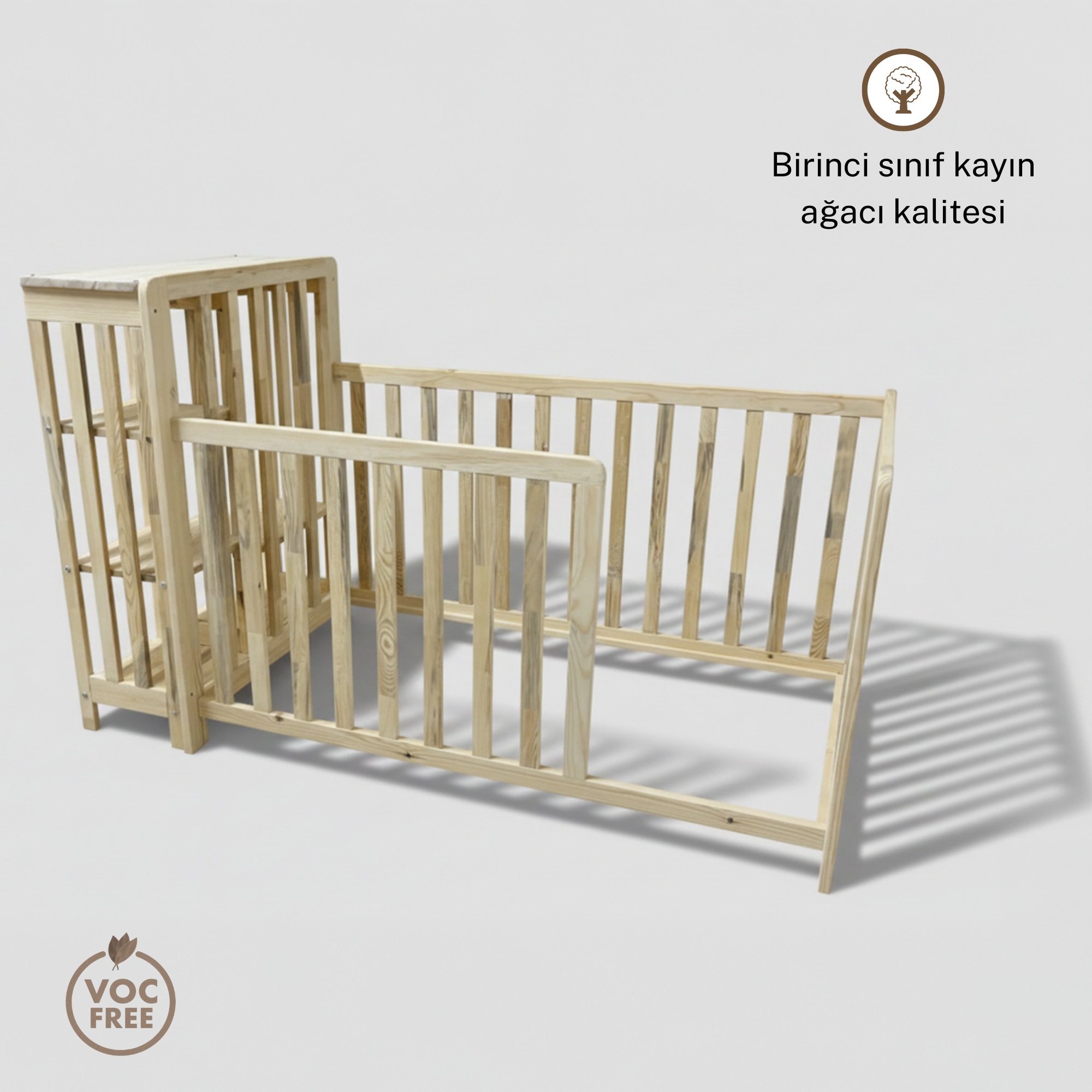 Montessori Gardıroplu Yer Yatağı Çam Ağacı – Ahşap Bebek & Çocuk Karyolası | Virgo Serisi