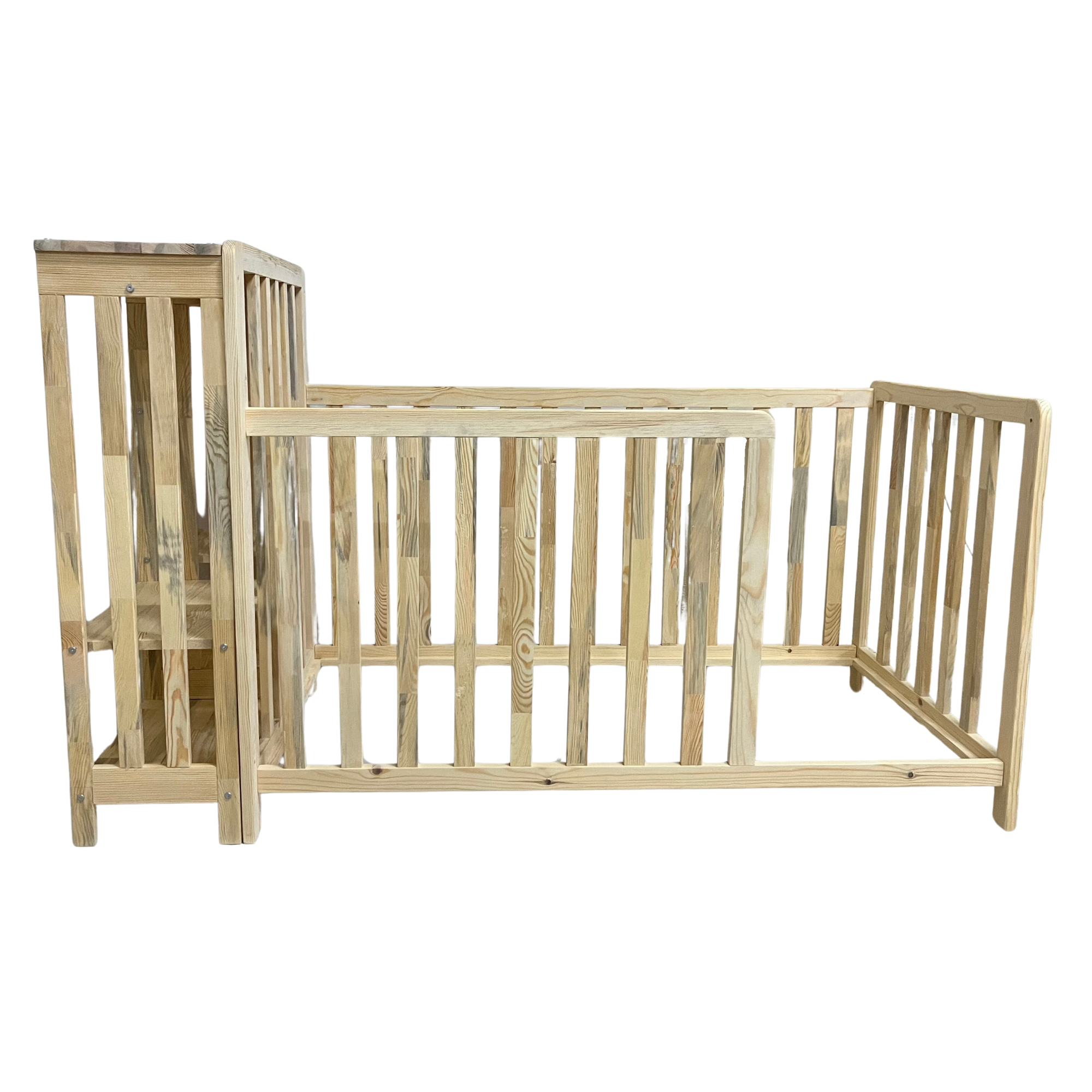 Montessori Gardıroplu Yer Yatağı Çam Ağacı – Ahşap Bebek & Çocuk Karyolası | Virgo Serisi