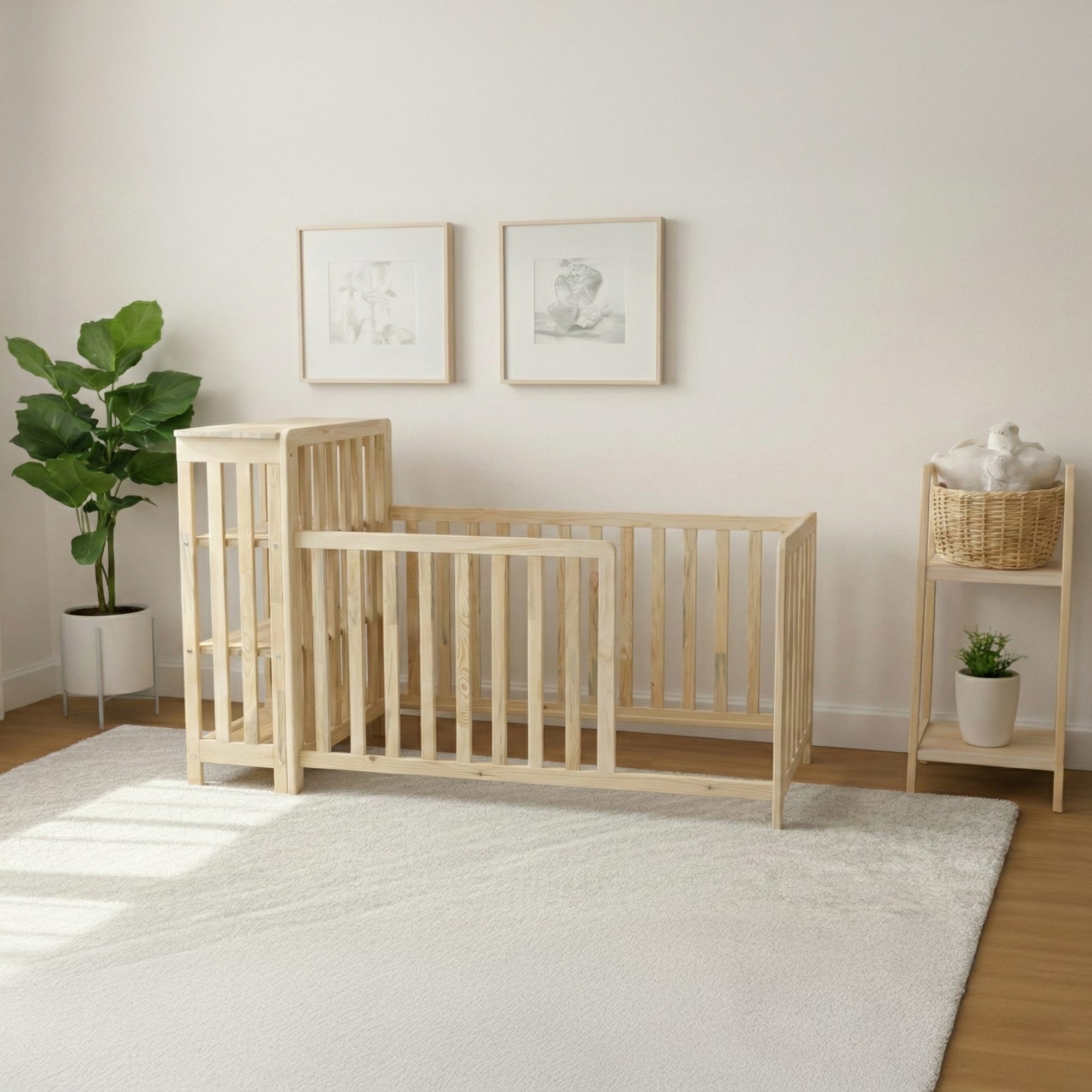 Montessori Gardıroplu Yer Yatağı Çam Ağacı – Ahşap Bebek & Çocuk Karyolası | Virgo Serisi