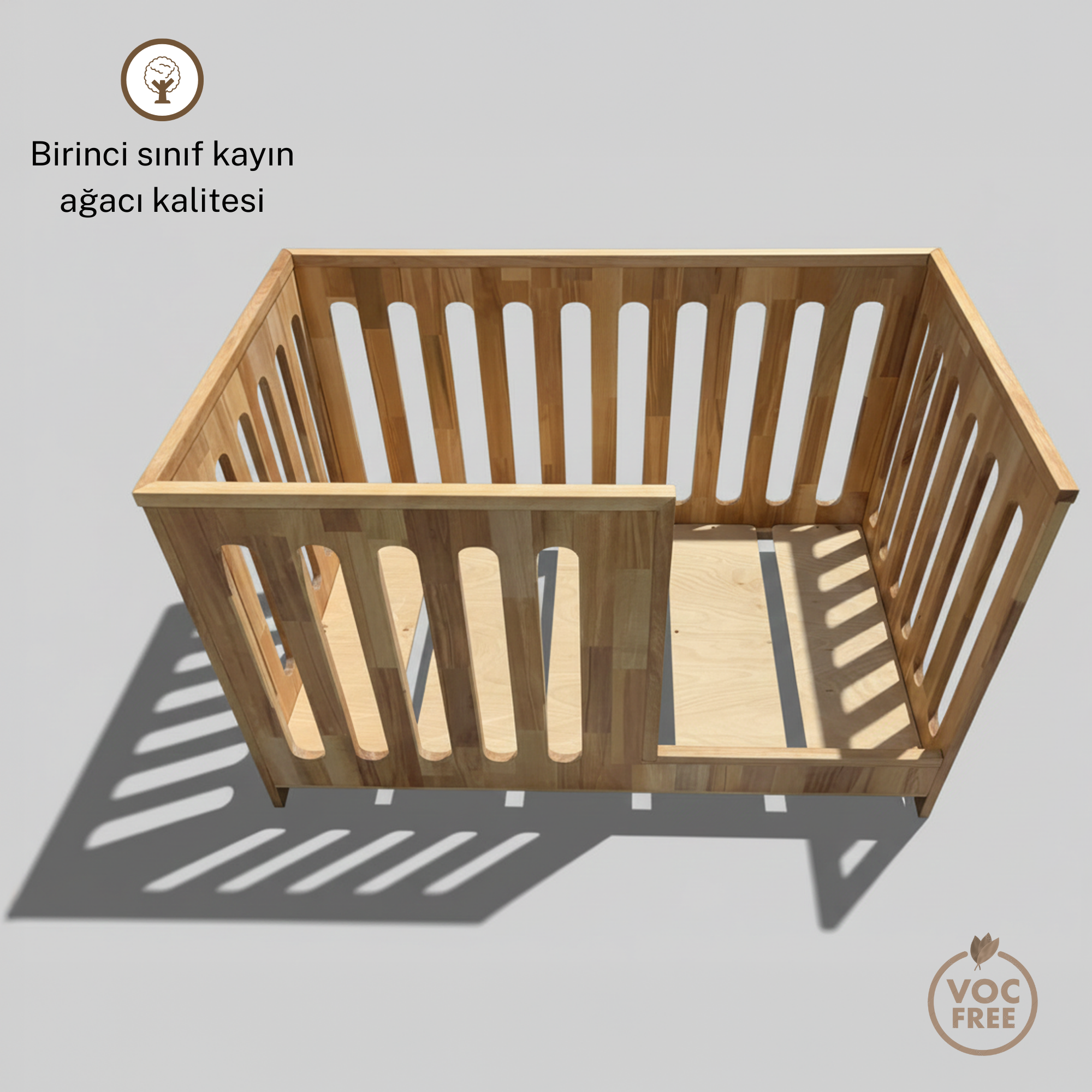 Montessori Yatak Kayın Masif – Doğal Ahşap Bebek & Çocuk Karyolası | Capricornus Serisi