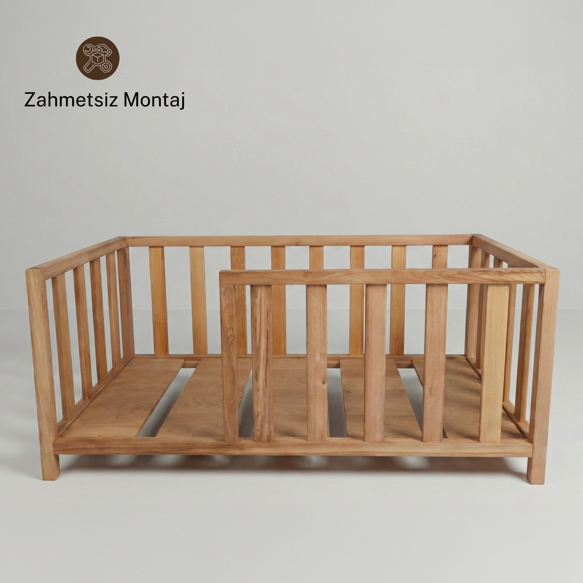 Montessori Ayaklı Karyola Kayın Ağacı – Ahşap Bebek & Çocuk Yatağı | Aquarius Serisi