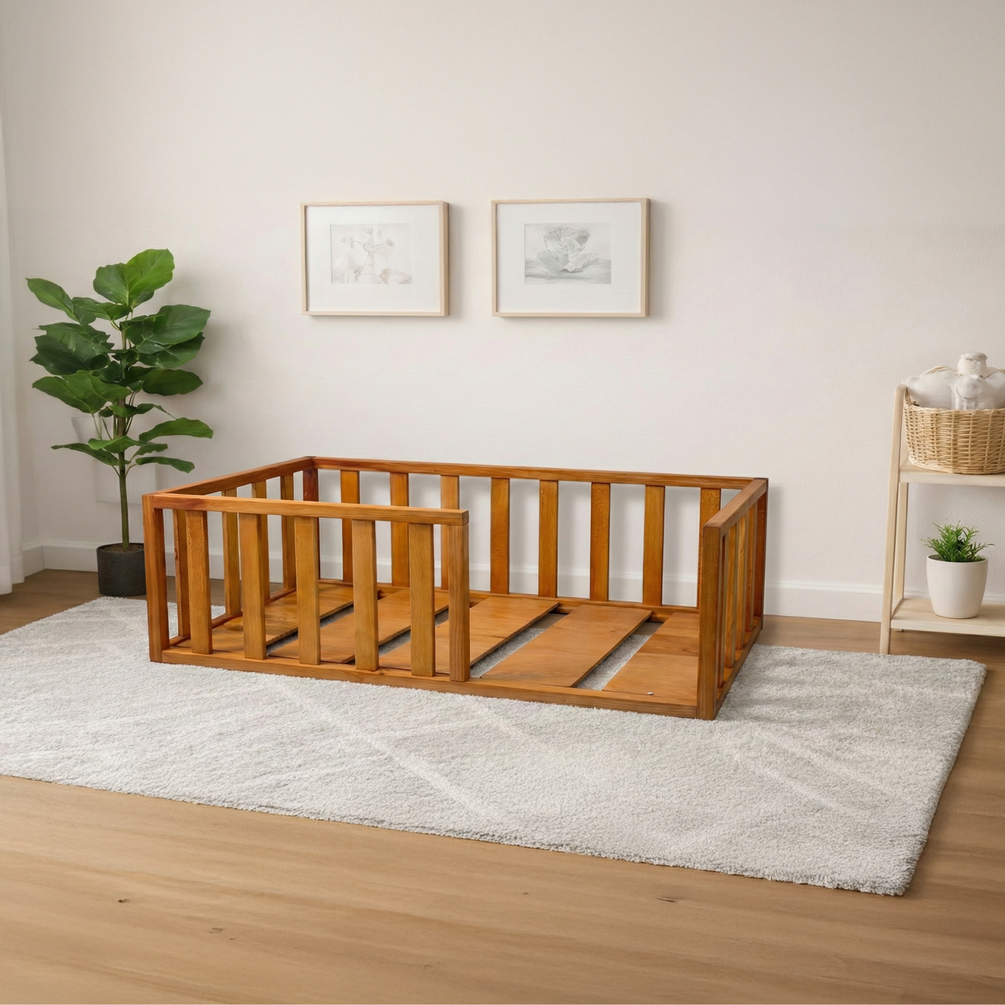 Montessori Yer Yatağı Kayın Ağacı – Ahşap Bebek & Çocuk Karyolası | Aries Serisi