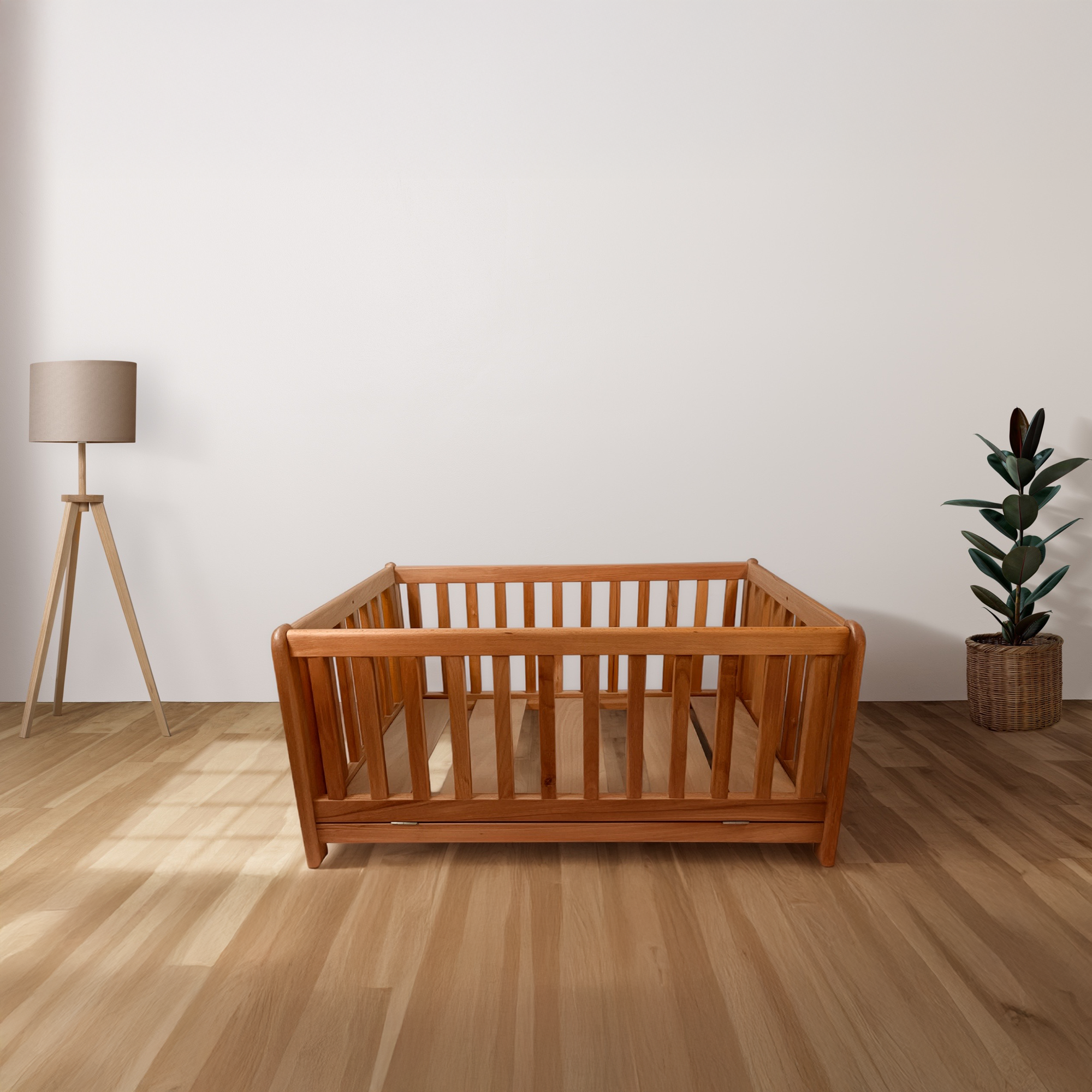 Montessori Yer Yatağı & Sallanır Beşik Anne Yanı Kayın Ağacı 4 Yönlü Kullanım – Ahşap Bebek Yatağı | LEO Serisi
